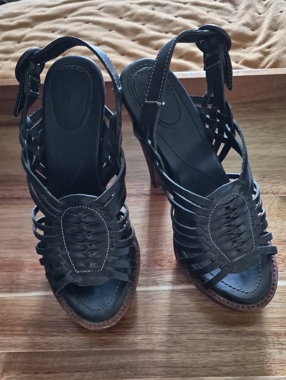 Strappy Black Platform Heels